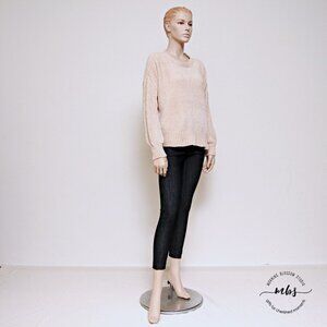 Kendall & Kylie Crew Neck Knit Sweater Cream Women Size S